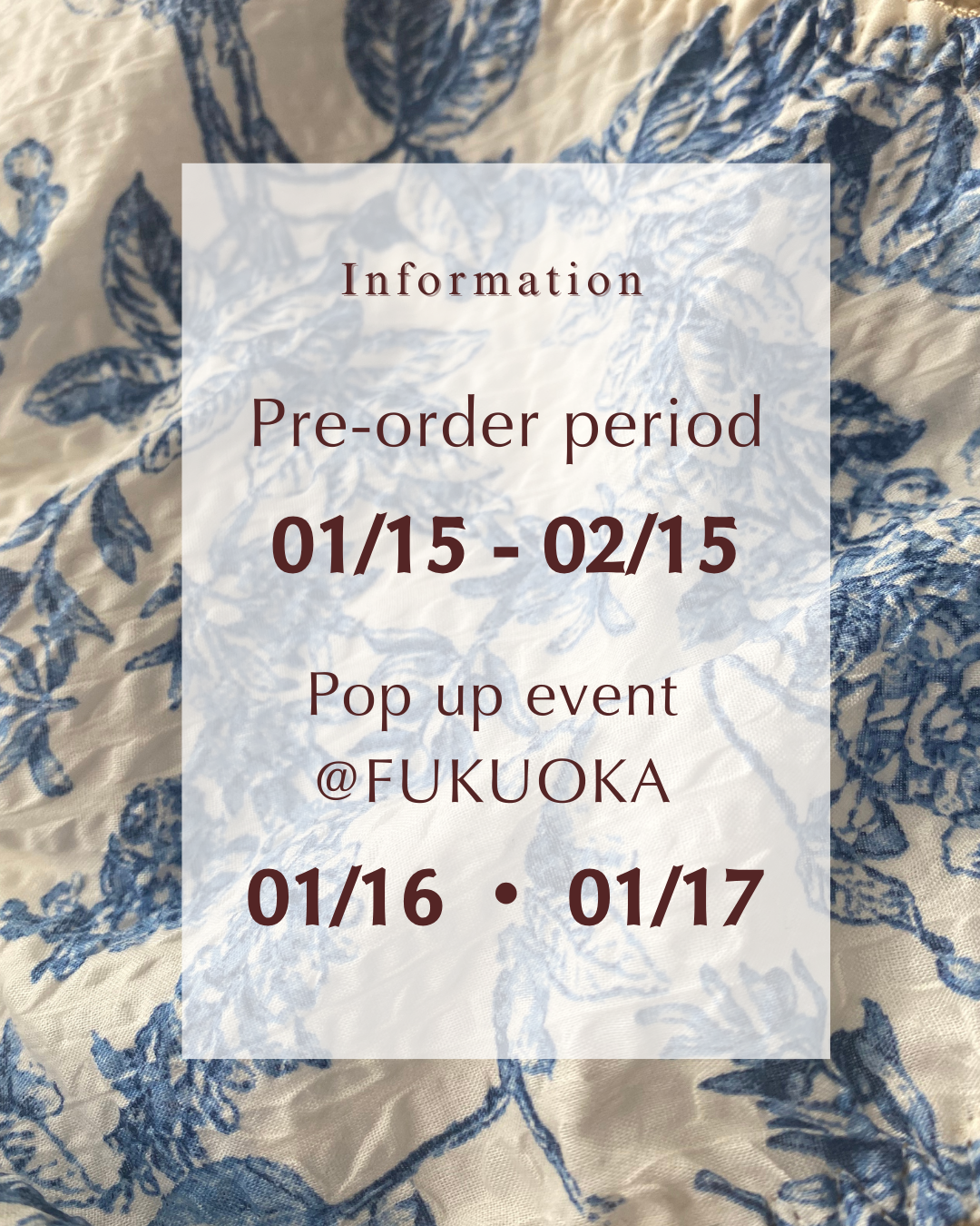 新作　Nostalgie 受注会,ポップアップイベント開催